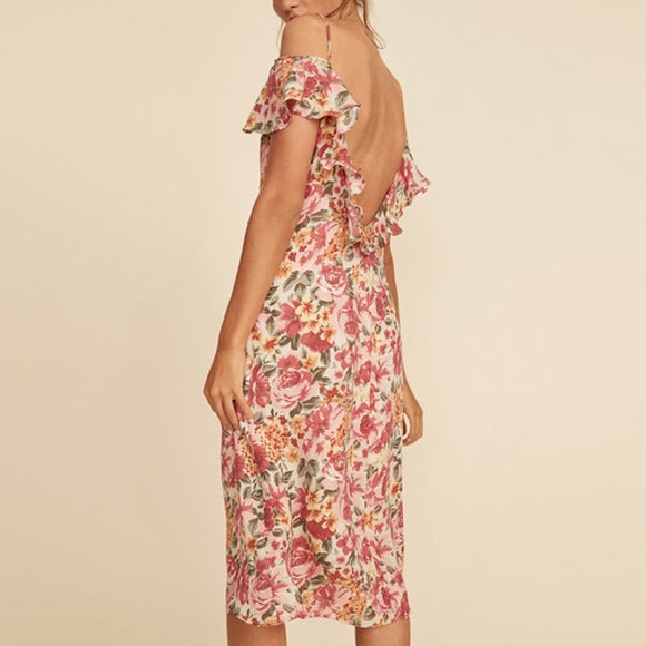 ✨NWT✨ LPA Ruffle Floral Midi Dress 137 in Vintage Rose Pink Sz XS - Picture 5 of 11